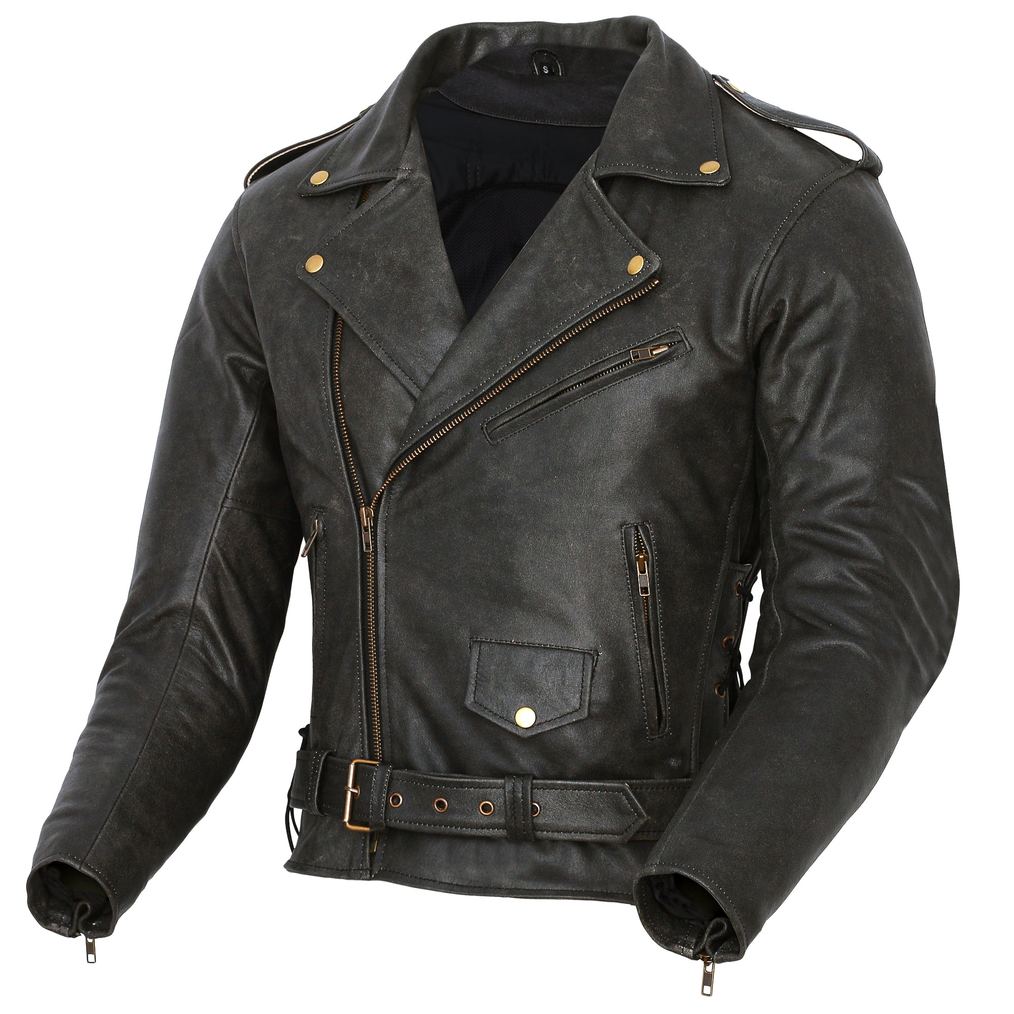 Bikers Gear Australia Brando Patrol Style Leather Motorcycle Jacket