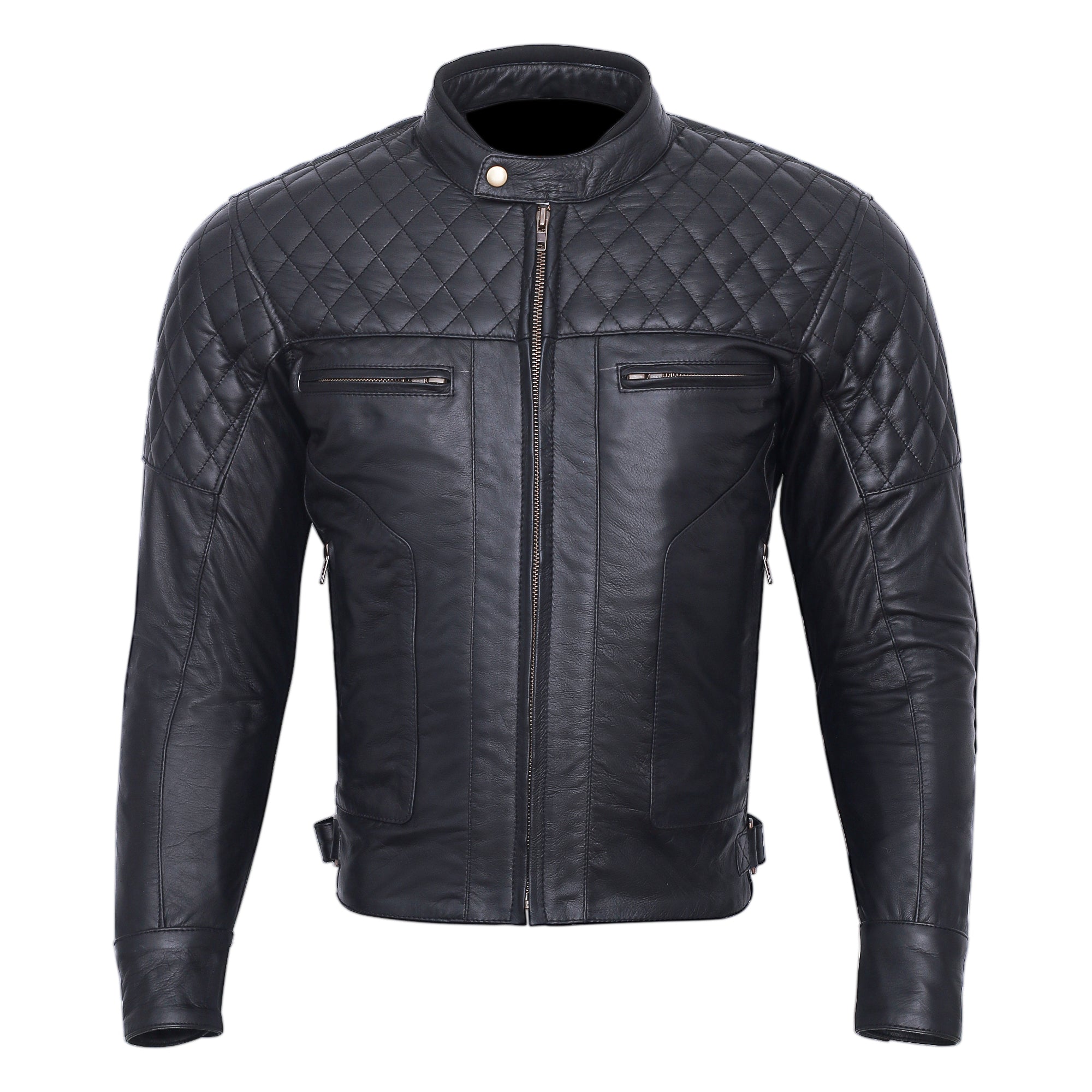 Bikers Gear Australia Limited Baron Diamond Premium Quality Soft Analine Leather Motorcycle Jacket CE Removable Armour