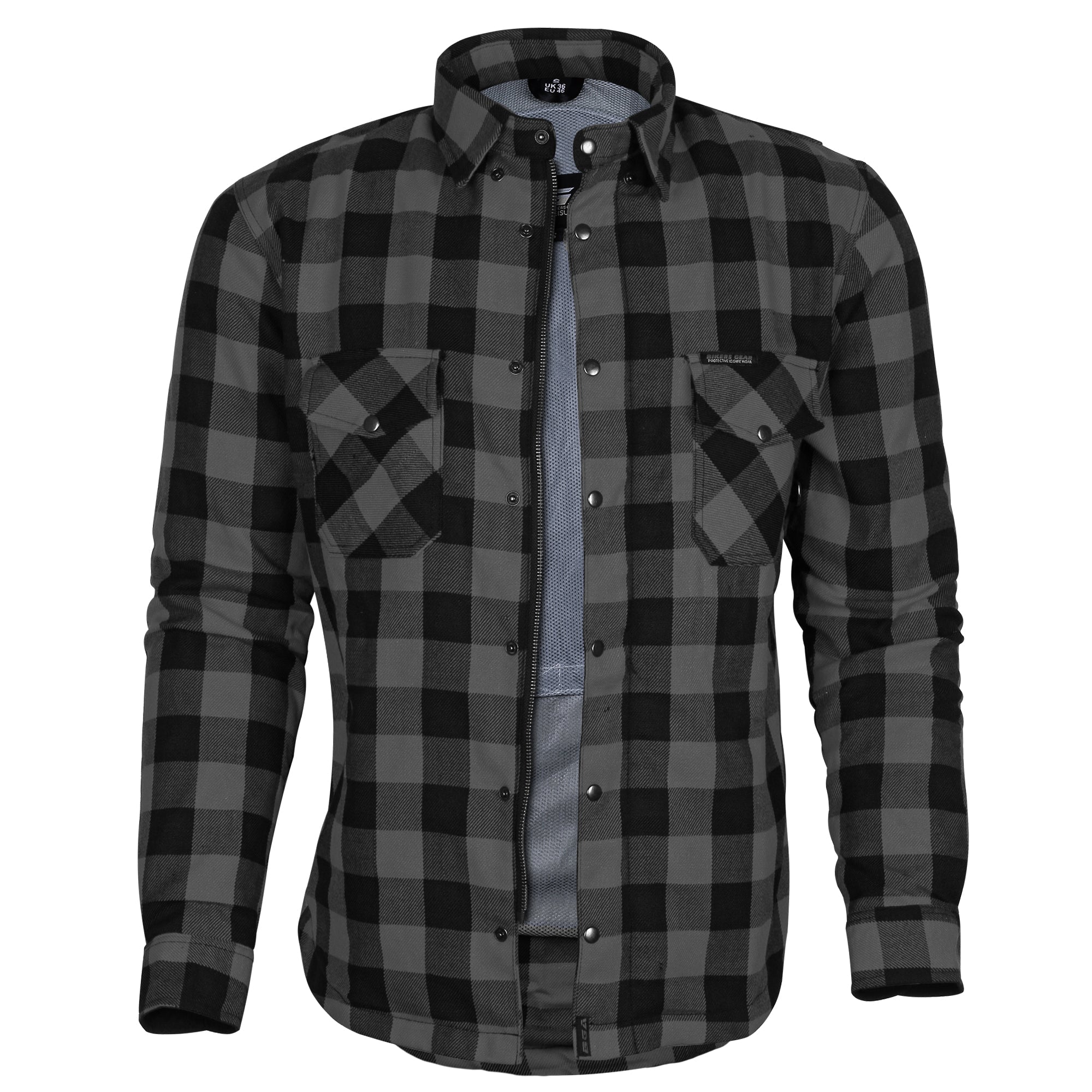 Bikers Gear Australia Exo Protective Motorcycle Flannel Shirts Grey - Premium Men Protective Shirts - Just £72.99! Shop now at Australian Bikers Gear