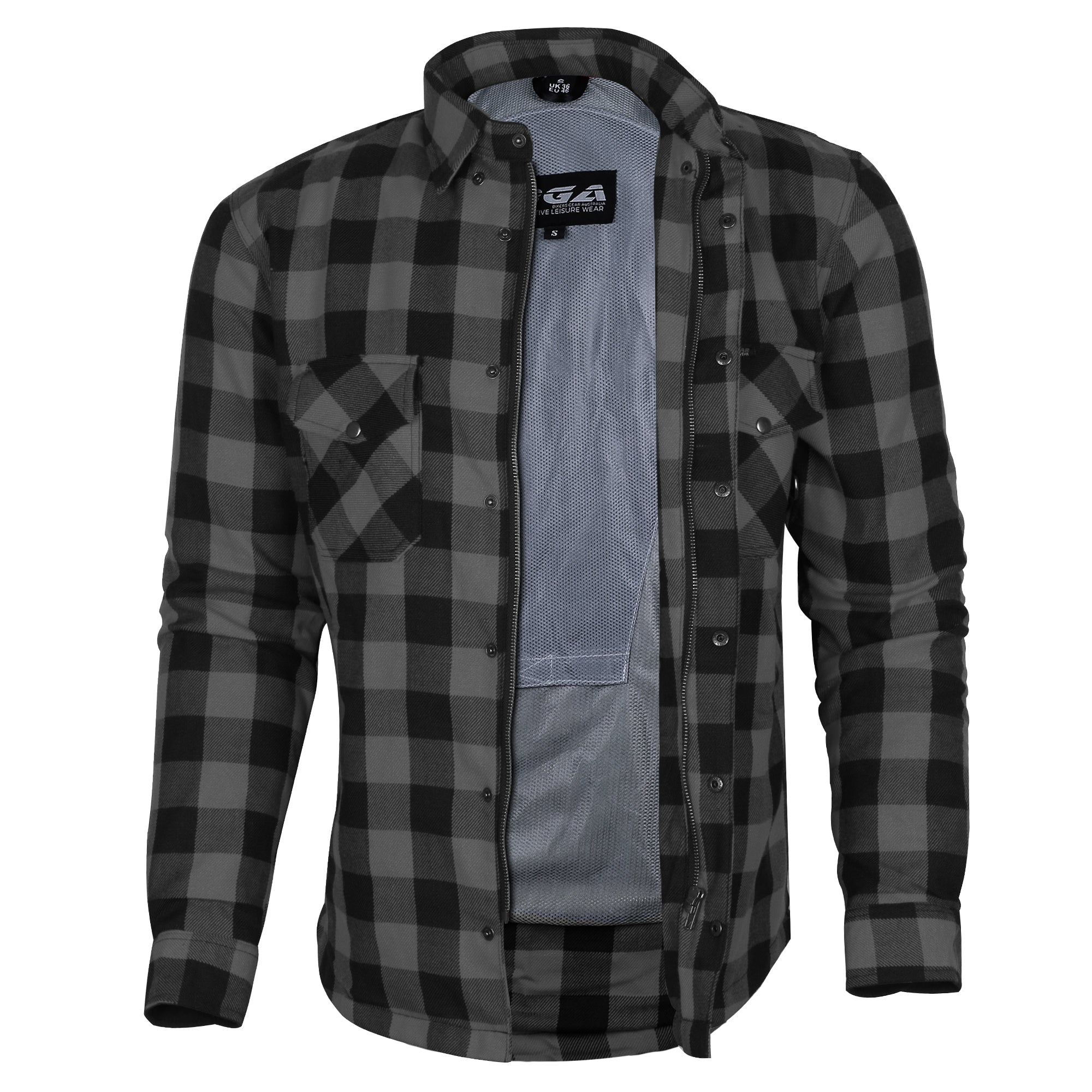 Bikers Gear Australia Exo Protective Motorcycle Flannel Shirts Grey - Premium Men Protective Shirts - Just £72.99! Shop now at Australian Bikers Gear