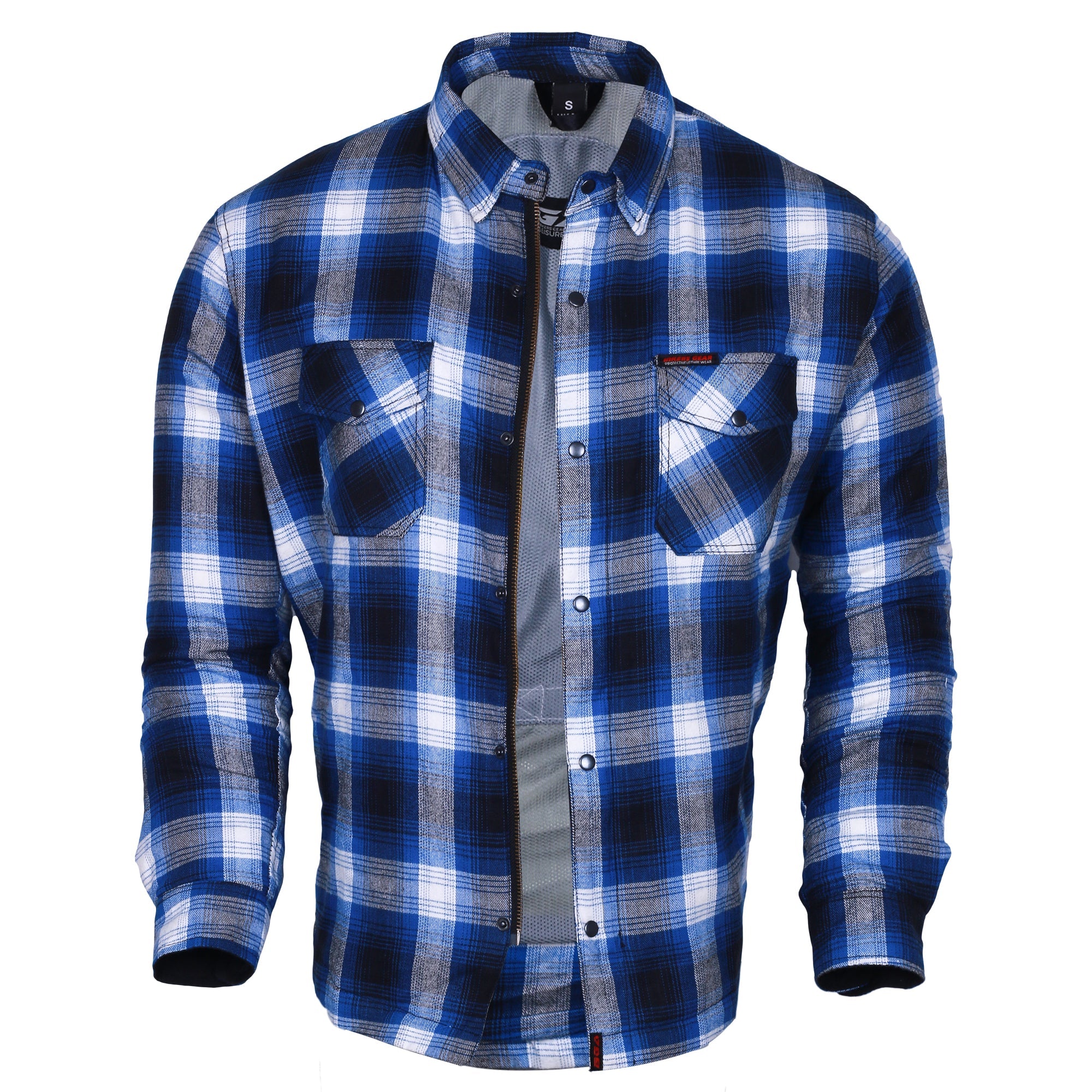 Bikers Gear Australia Timber HD Motorcycle Shirt Blue/White - Premium Men Protective Shirts - Just £68.98! Shop now at Australian Bikers Gear