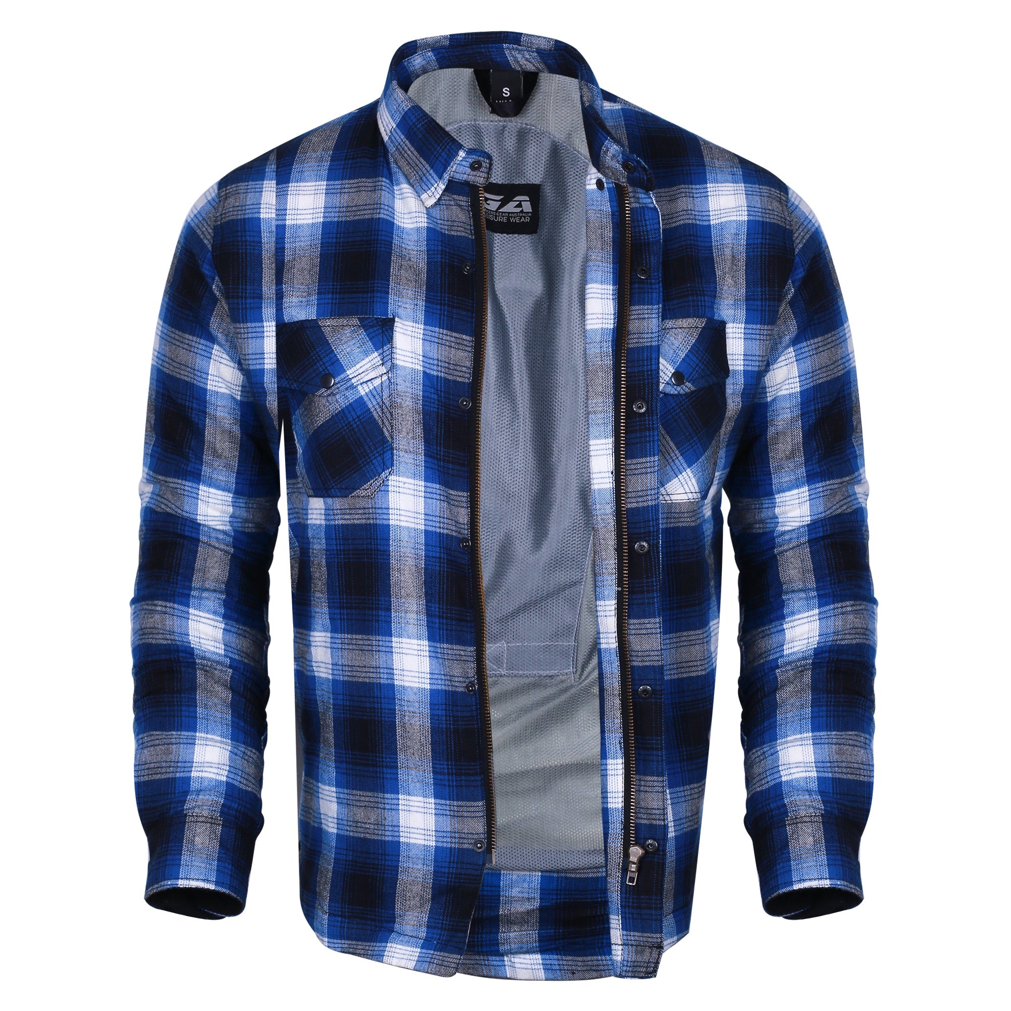 Bikers Gear Australia Timber HD Motorcycle Shirt Blue/White - Premium Men Protective Shirts - Just £68.98! Shop now at Australian Bikers Gear