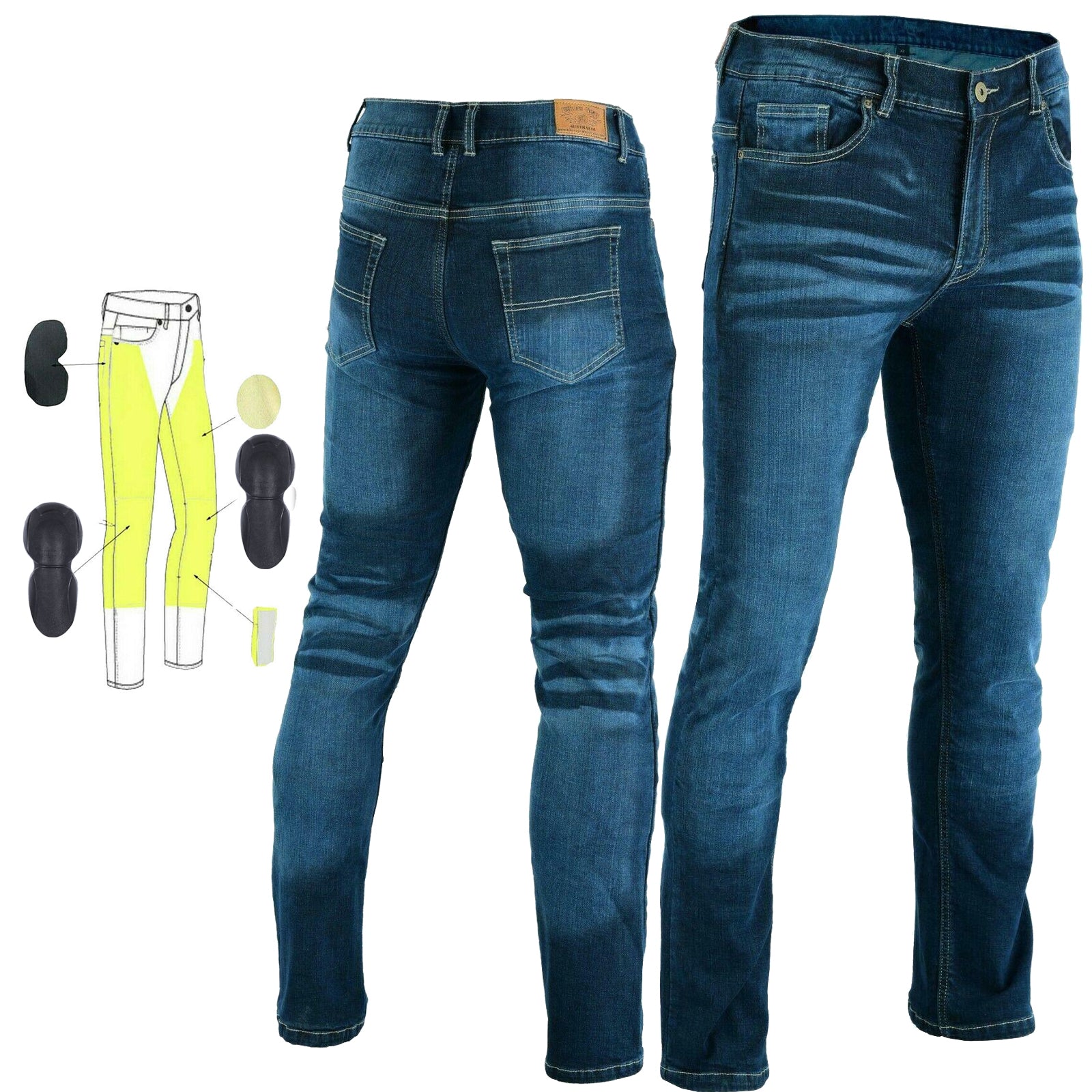 Bikers Gear Australia Highway Men Motorcycle Stretch Jeans Blue