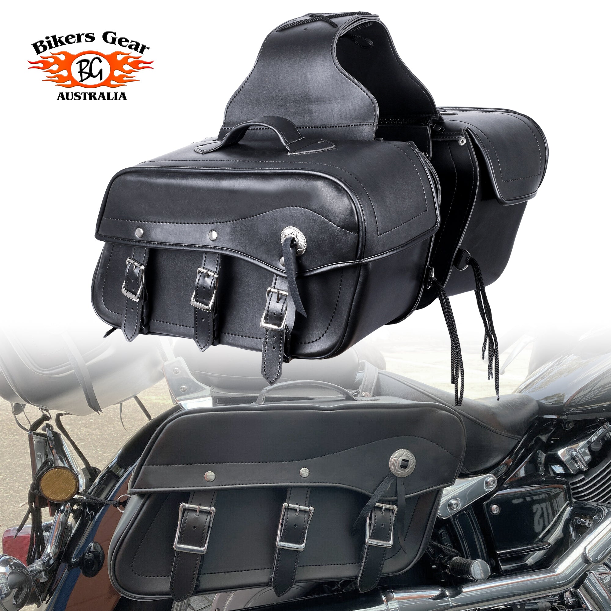 Bikers Gear Australia Fender PLAIN Leather Motorcycle Saddlebag