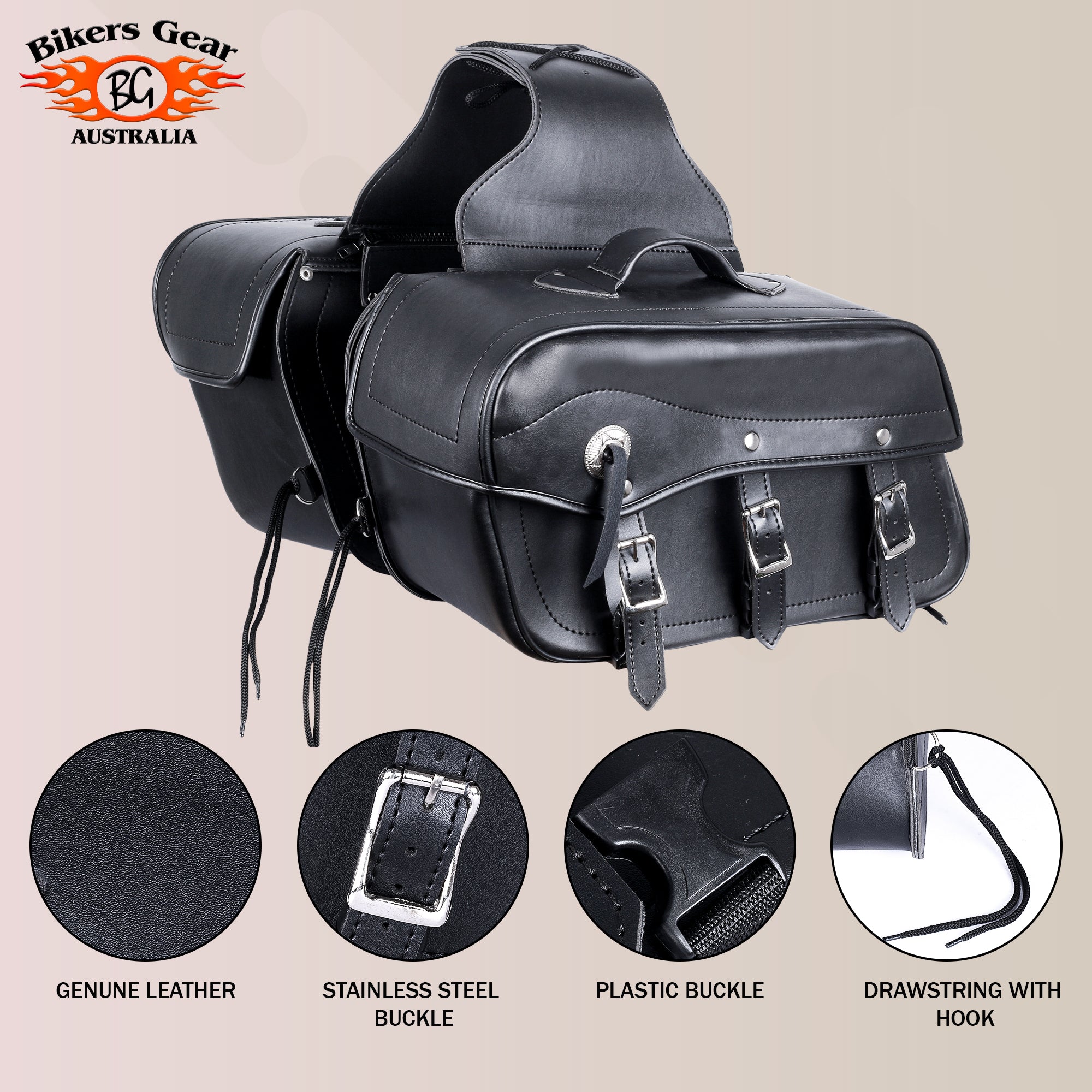 Bikers Gear Australia Fender PLAIN Leather Motorcycle Saddlebag