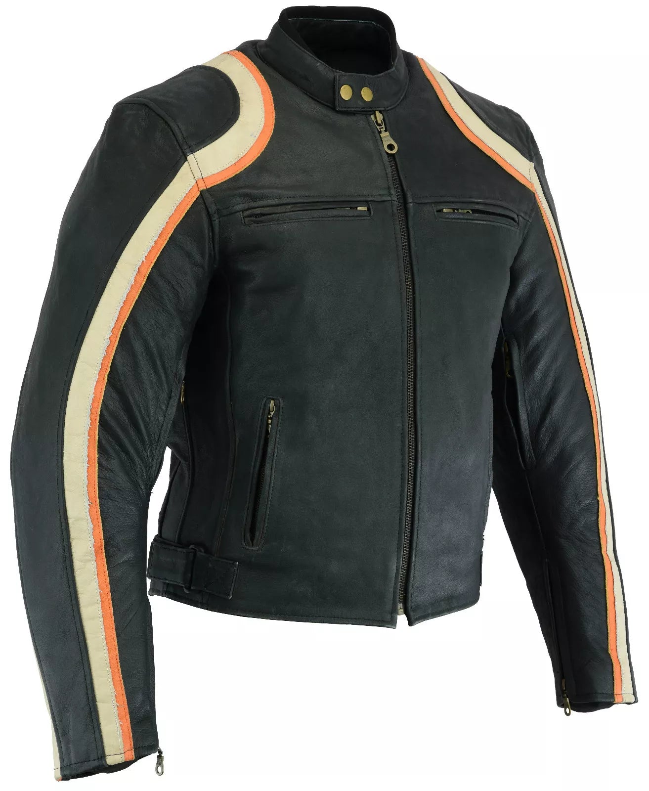 Bikers Gear Australia Retro Vintage Cafe Racer CE Motorcycle Leather Jacket