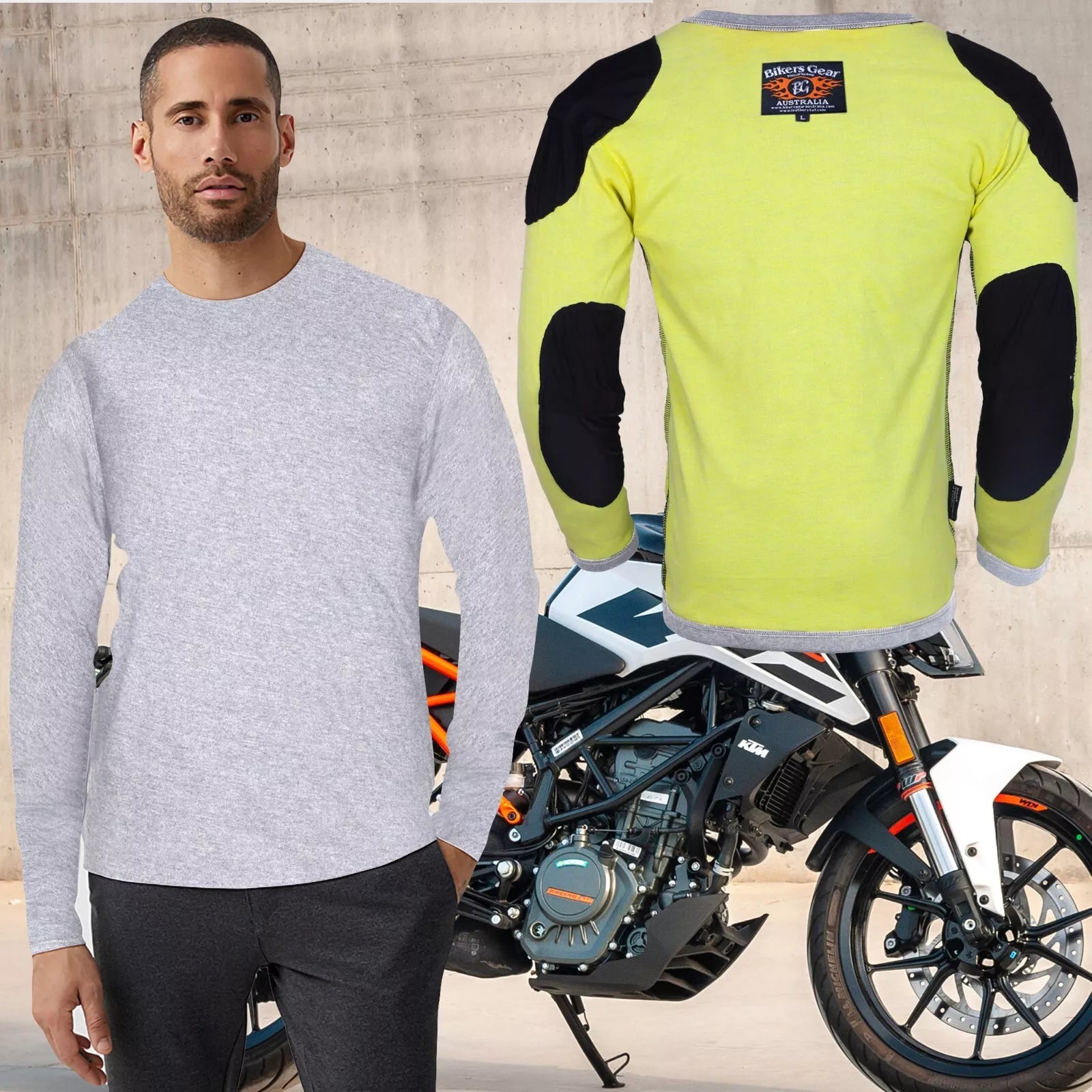 Bikers Gear Australia Motorcycle Full Kevlar Lined T-shirt Motorbike CE Armor