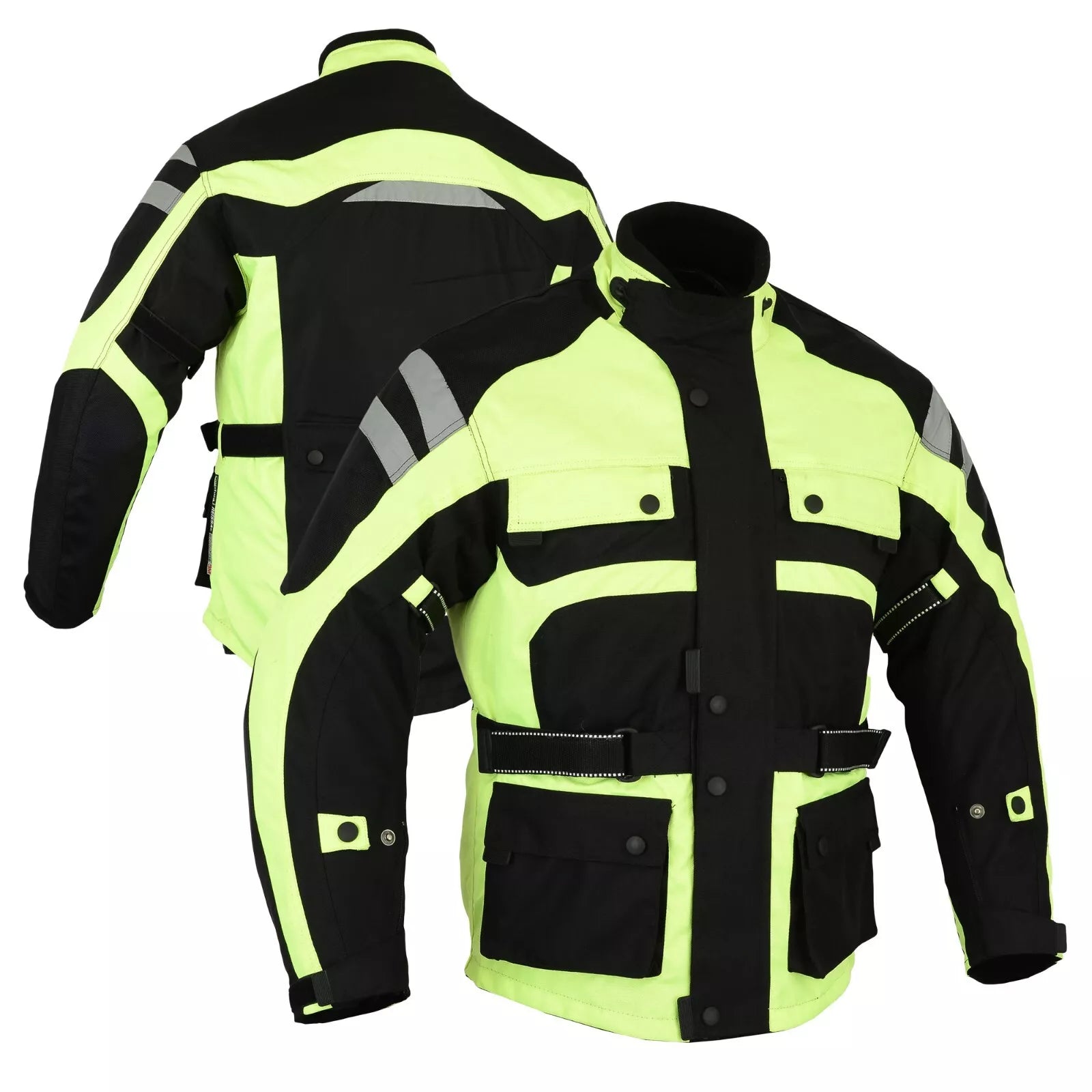 Bikers Gear Australia Motorcycle HiViz Waterproof Cordura Jacket CE