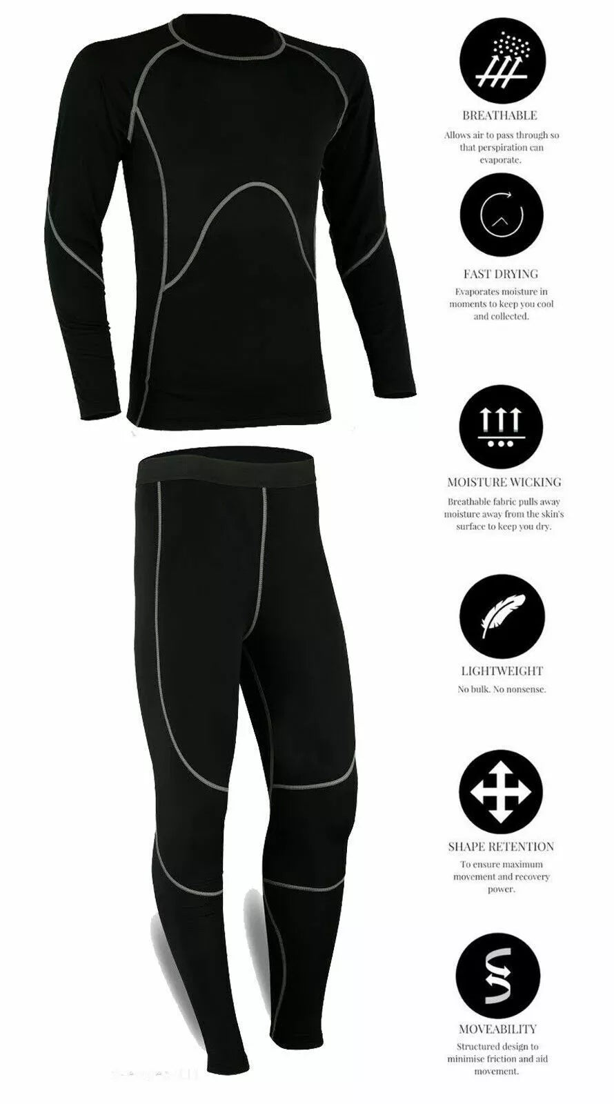 Compression Base Layer Winter Thermal Under Full Suit Tights Shirt Lycra Garment