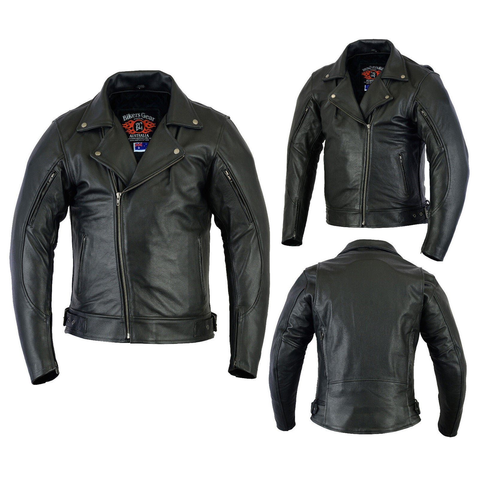 Bikers Gear Australia Brando No Buckle Motorcycle Leather Jacket